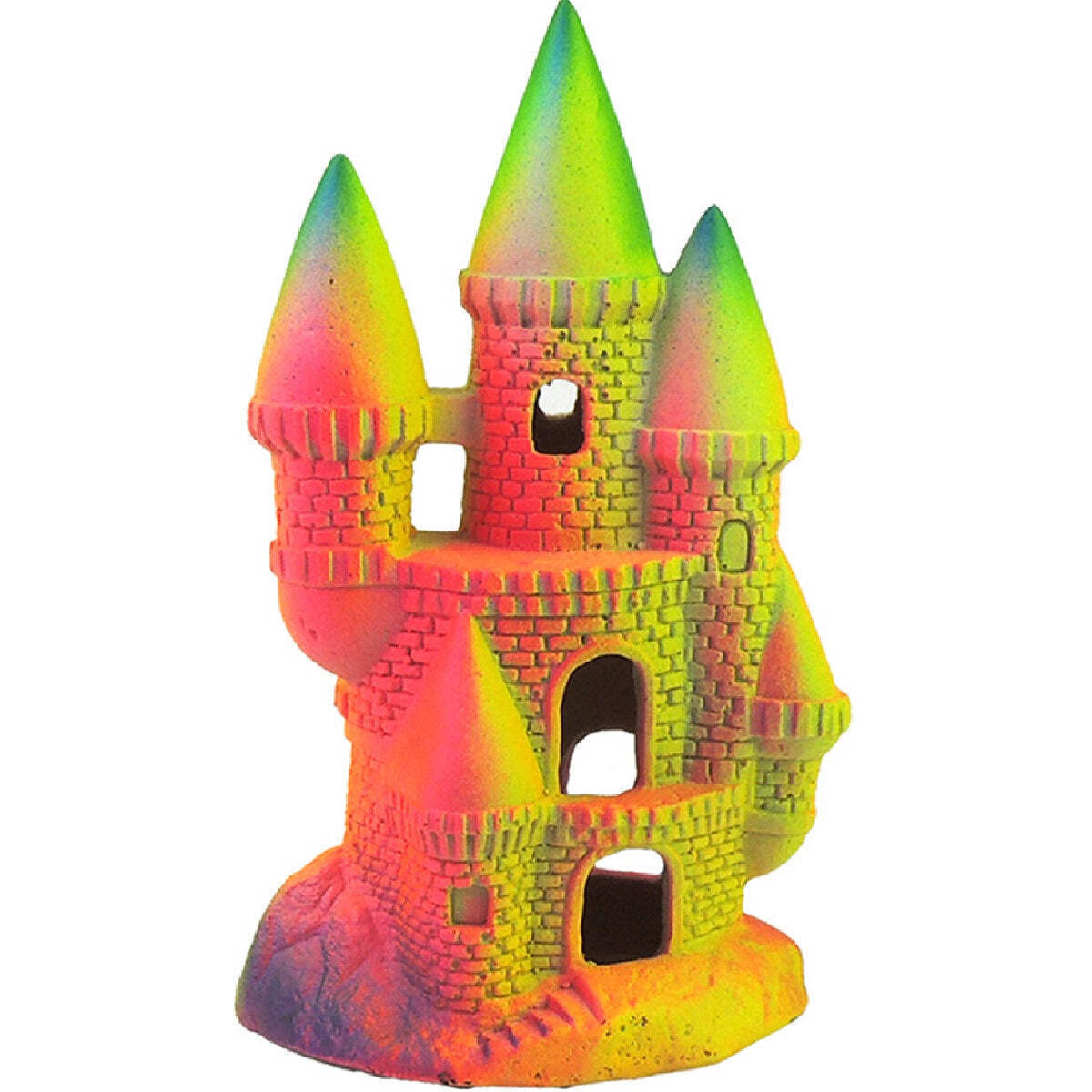 FLUORESCENT CASTLE - (17.5cm) - Classic Fish Aquarium Ornament Tank Decoration