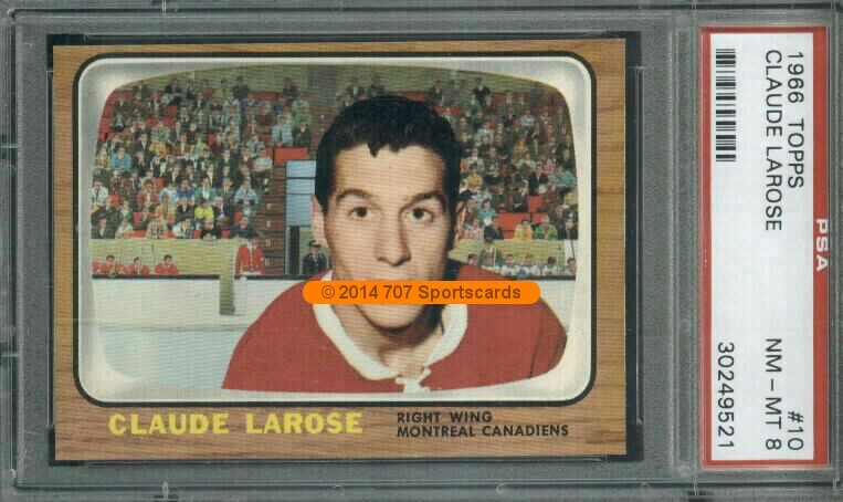 1966 Topps Hockey 10 Claude Larose PSA 8 (9521)