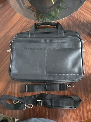 Samsonite Classic Leather Slim Brief for Laptop Black