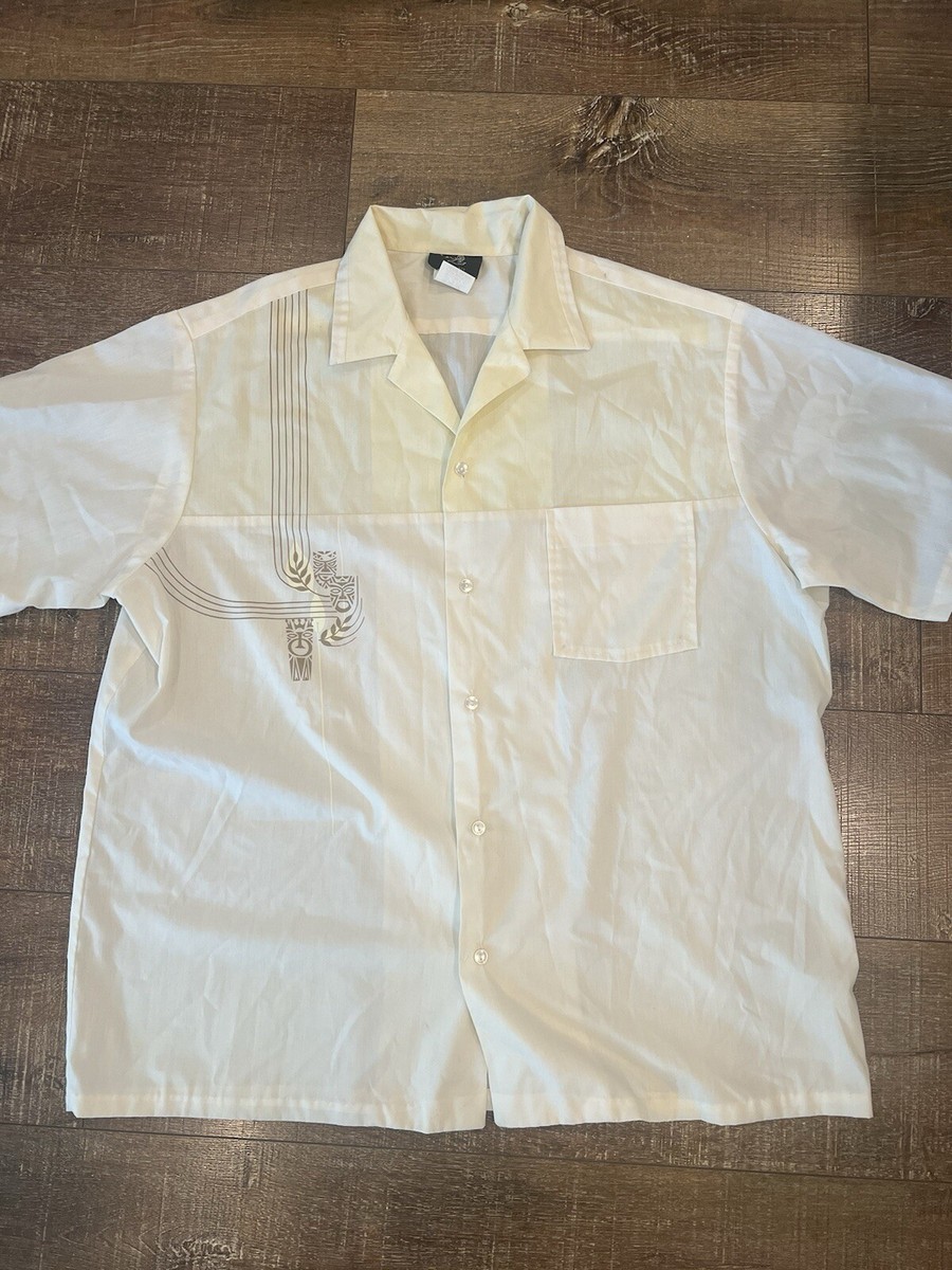 Vintage Iolani Hawaii Cream / Yellow Button Down Shirt Size XXL 