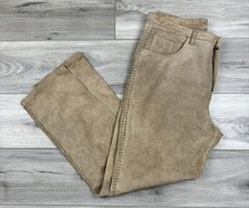 Vtg 90s Y2K Women Leather Suede Pants Braided Lace Up Cowgirl Western Sz 2 32x29