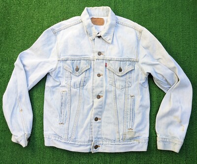 Vtg LEVI'S Trucker Denim Jacket 80s 527 USA Men's Size Small *READ
