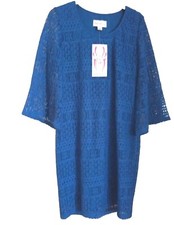 Ronni Nicole Stretch Lace Shift Dress -Colbalt Blue- 'O So Slim' - Size 10 - New