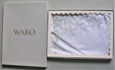 WAKO GINZA JAPANESE NEW HANDKERCHIEF EMBROIDERY COTTON POCKET SQUARE 16" Japan