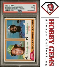RICKEY HENDERSON PSA 9 1981 Topps Stolen Base Leaders Ron LeFlore #4 C2