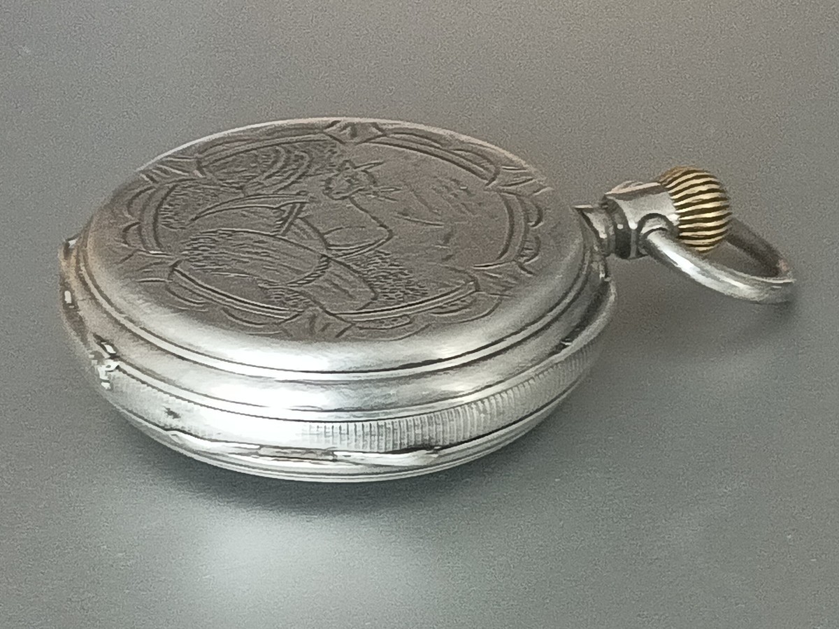 Montre Gousset Ancienne En Argent Massif - Remontage Manuel - Cadran émaillé Numéroté - Occasion