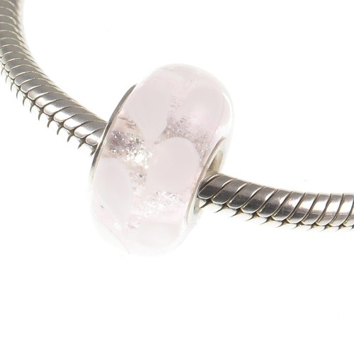 Chamilia 925 sterling silver PALE PINK LILY PAISLEY Murano charm bead, love - Picture 8 of 11