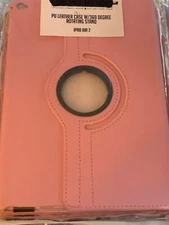 apple ipad Air 2nd Gen PU Leather Case With 360 Degree Rotating Stand Pink New