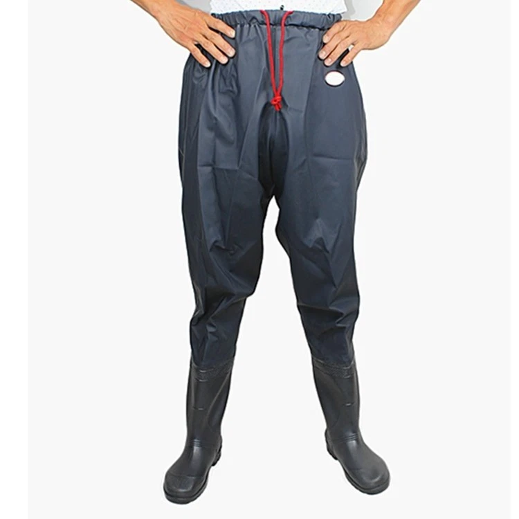 Men Thigh Wader Boots Neoprene Rain Waterproof Fishing Work Trousers Pants Navy