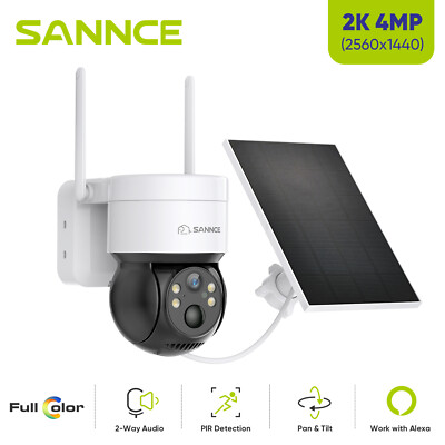 SANNCE 4MP Wireless PT Security Camera Solar Powered Two Way Audio Color Night