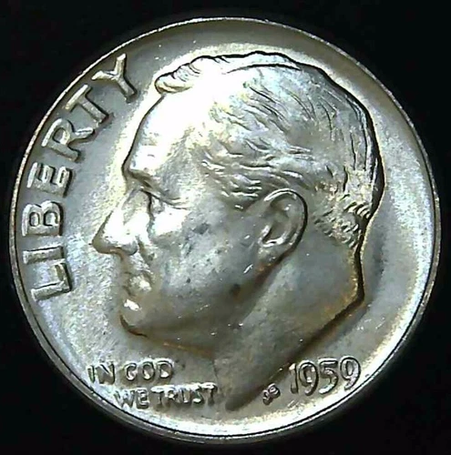1959-P 10C Roosevelt Dime BU 90% Silver 24las0123-1