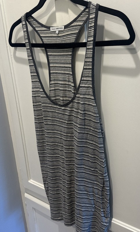 James Perse Standard Womens Racerback Tank Top Striped Cotton