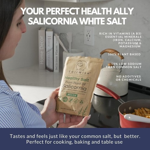 SaltWise Salicornia White Salt 200g – Low Sodium, Kosher, Plant-Based, 7.05 oz - Picture 3 of 6