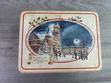 VTG The Swiss Colony Hometown Christmas Tin  Town Square 3” H 8” W 6” L