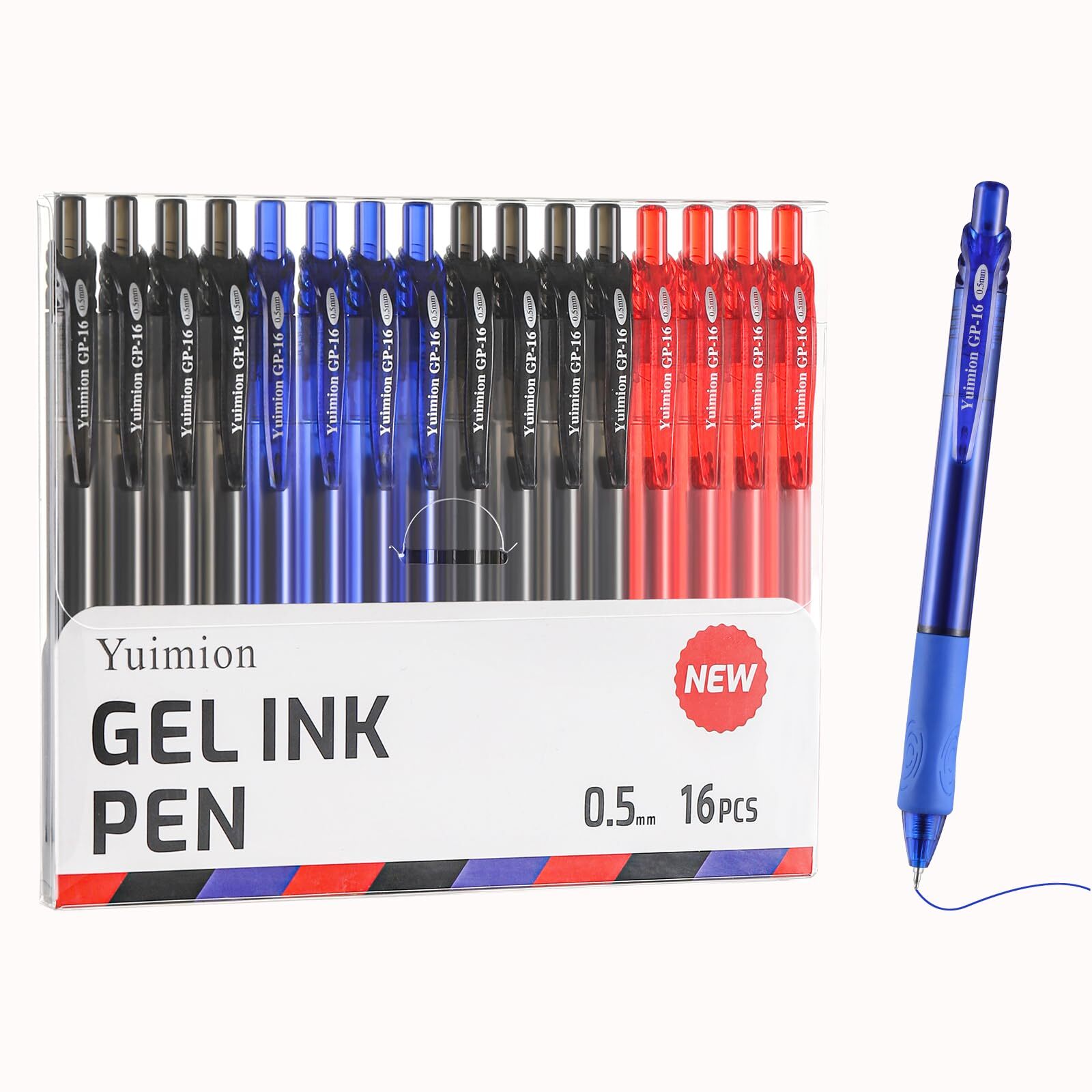 16 Pcs Retractable Gel Pens Fine Point (0.5mm) Rollerball Pens for Smooth Wri...