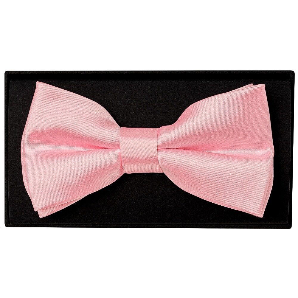 Plain Pink Satin Mens Bow Tie Wedding Christening Formal Prom Dickie Bow