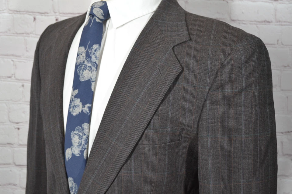 Traje De Colección Kuppeheimer Para Hombres Marrón Lana A Cuadros Frente Plano 39R Chaqueta 34W Pantalón Foto 3 de 4