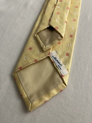 MATTABISCH Gold Silk Tie Geometric Pattern Made in Italy