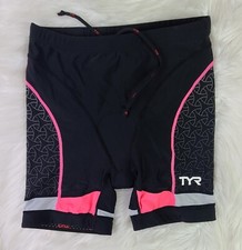 TYR Padded Athletic Cycling Shorts Black Women's XL W24"