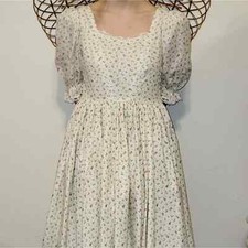 Vintage Square Neck Full Skirt Dress Puff Sleeves  Lace Square Dance Rockabilly