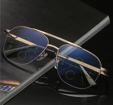Anti Blue ray Progressive Multifocal Reading Sun glasses with tint lenses Pilot
