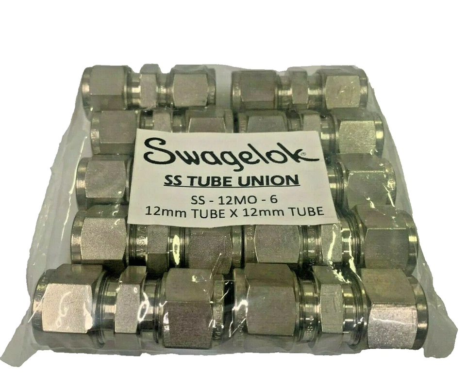 Pack of 10 pieces Swagelok SS-12M0-6 Stainless Steel Tube Union 12 mm Tube - Image 2 of 3