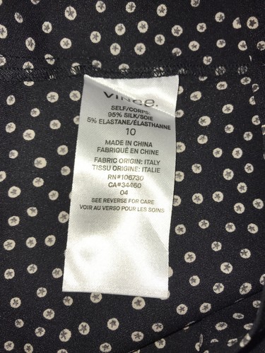 $395 NWT Vince Celestial Polka Dot Tie Front Silk Black Skirt sz 10 - Picture 11 of 11