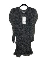 Zara Draped Mini Dress, Women’s Size Small, Classic Black and White, NWT.