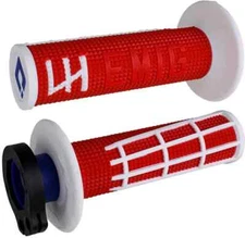 Emig V2 Half Waffle Lock on Grips RED White Honda CRF250R CRF250X CRF450R RX