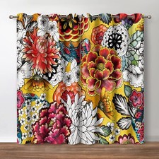 Boho Floral Blackout Curtains Bohemian 42"W x 63"L Pack of 2 Bohemian2
