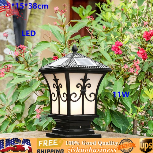 LED Solar Powered Fence Post Light Gate Lamp Outdoor Garden Waterproof US