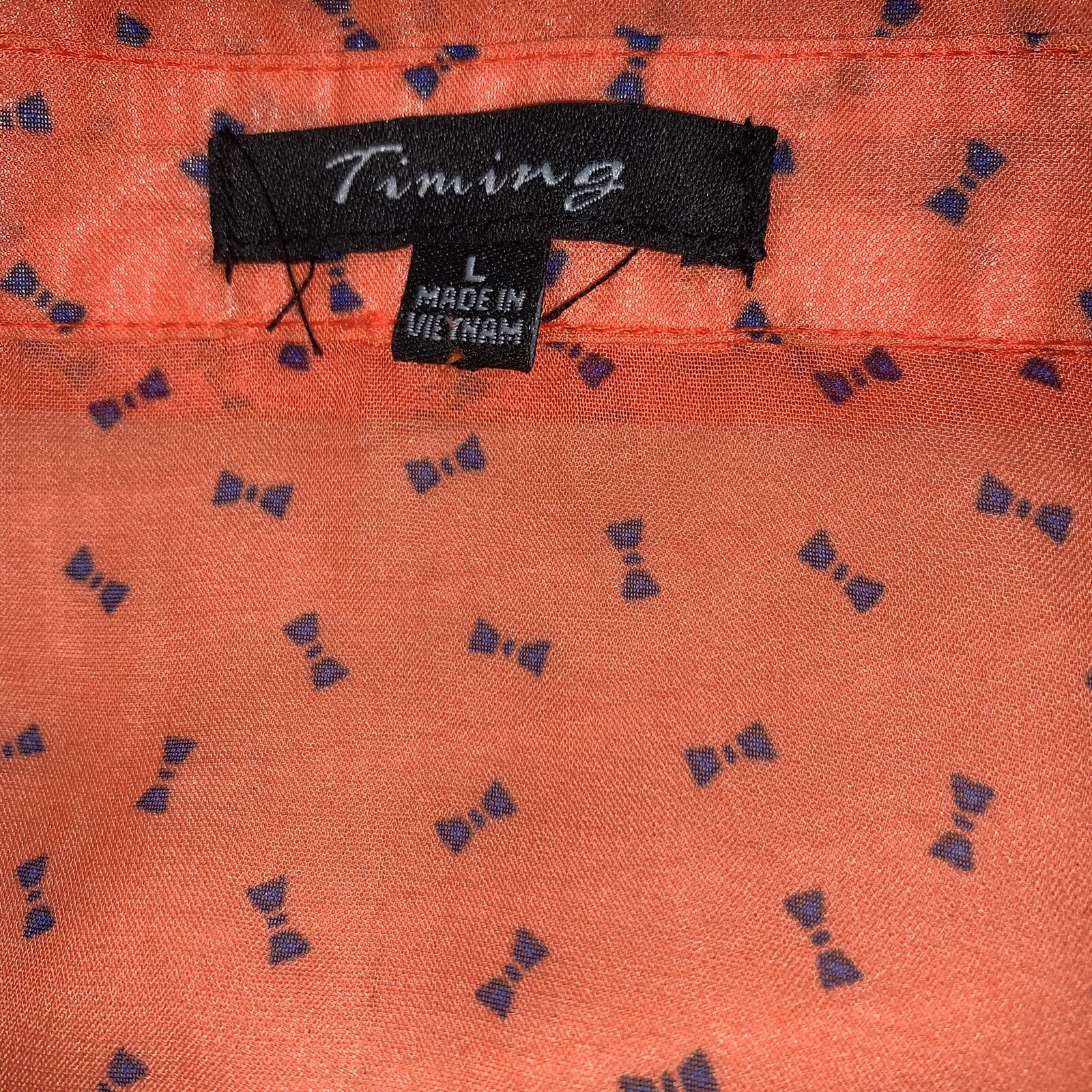 Timing Translucent Bow Tie Design Collared Shirt - image 6