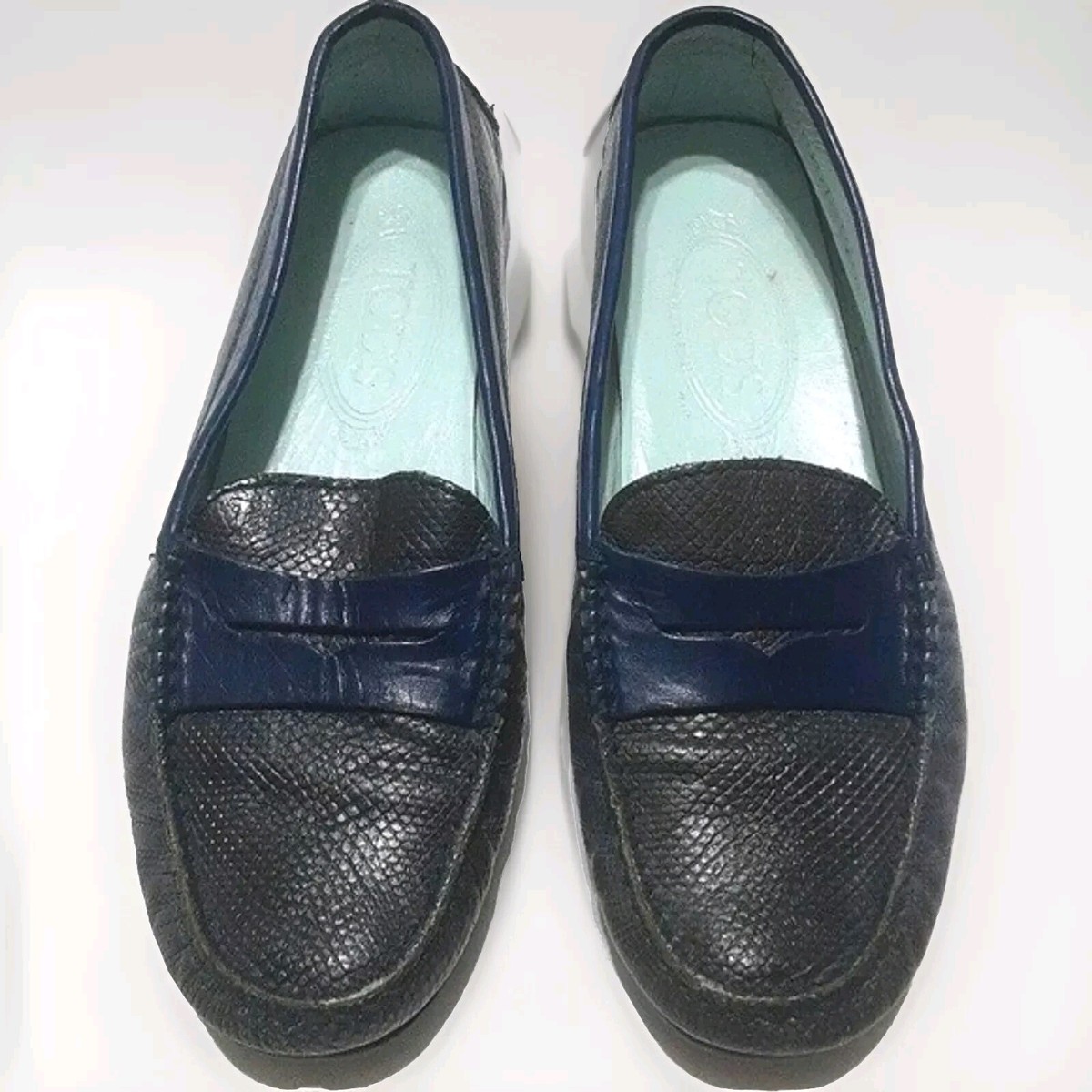 TODS GOMMINO Navy Blue Leather Driver Driving Moccasins Moc Loafer 7.5 Loafer Leather Tod Gommino Tod main image 4