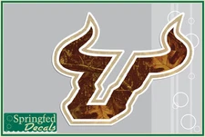 USF Bulls CAMO BULL HORNS LOGO Vinyl Decal South Florida Bulls Sticker Car Truck