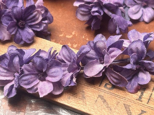 vintage mini lilac cotton millinery flowers lobelia 1pc made in Japan - 第 1/6 張圖片