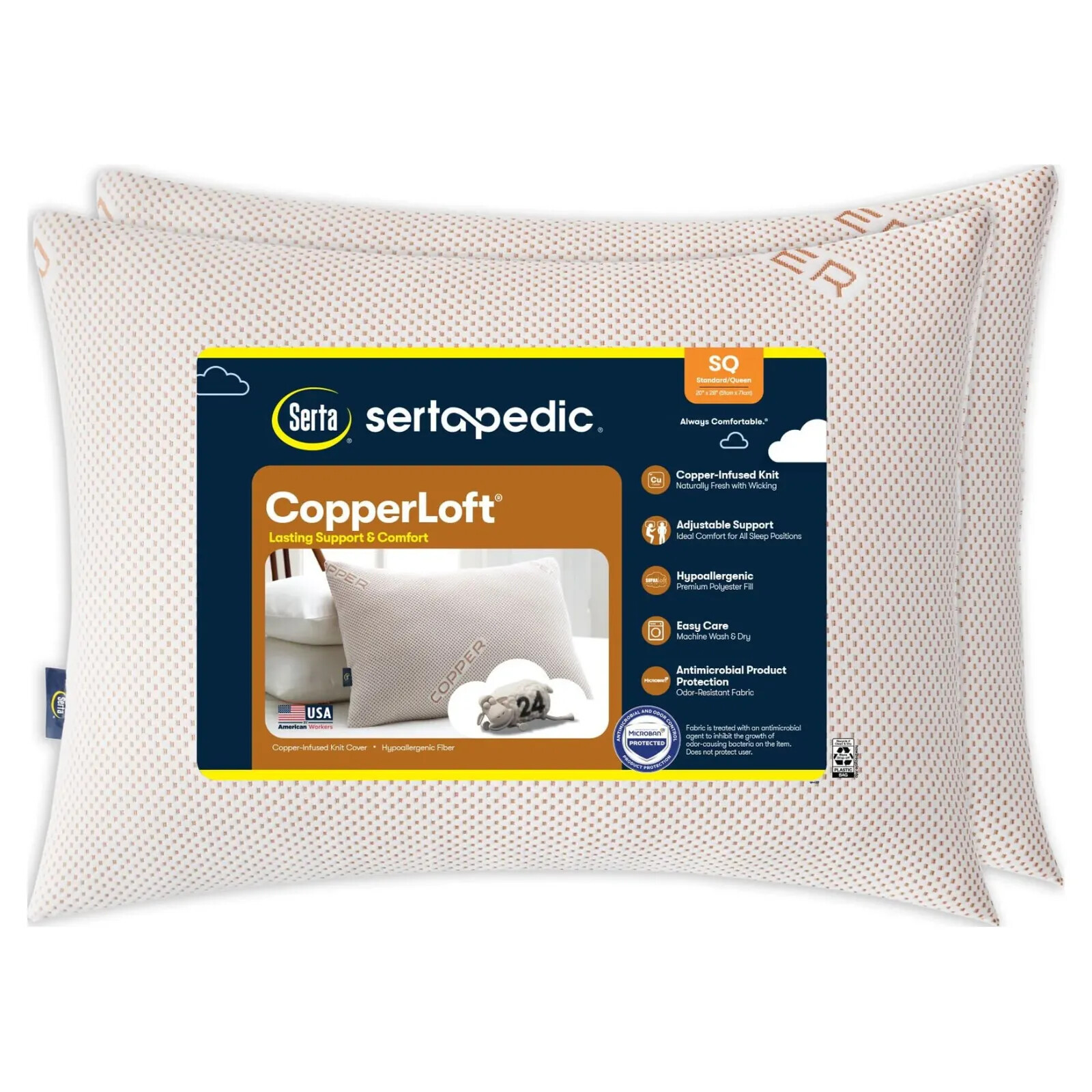 Sertapedic Copperloft Bed Pillow, Standard/Queen King Sizes eBay