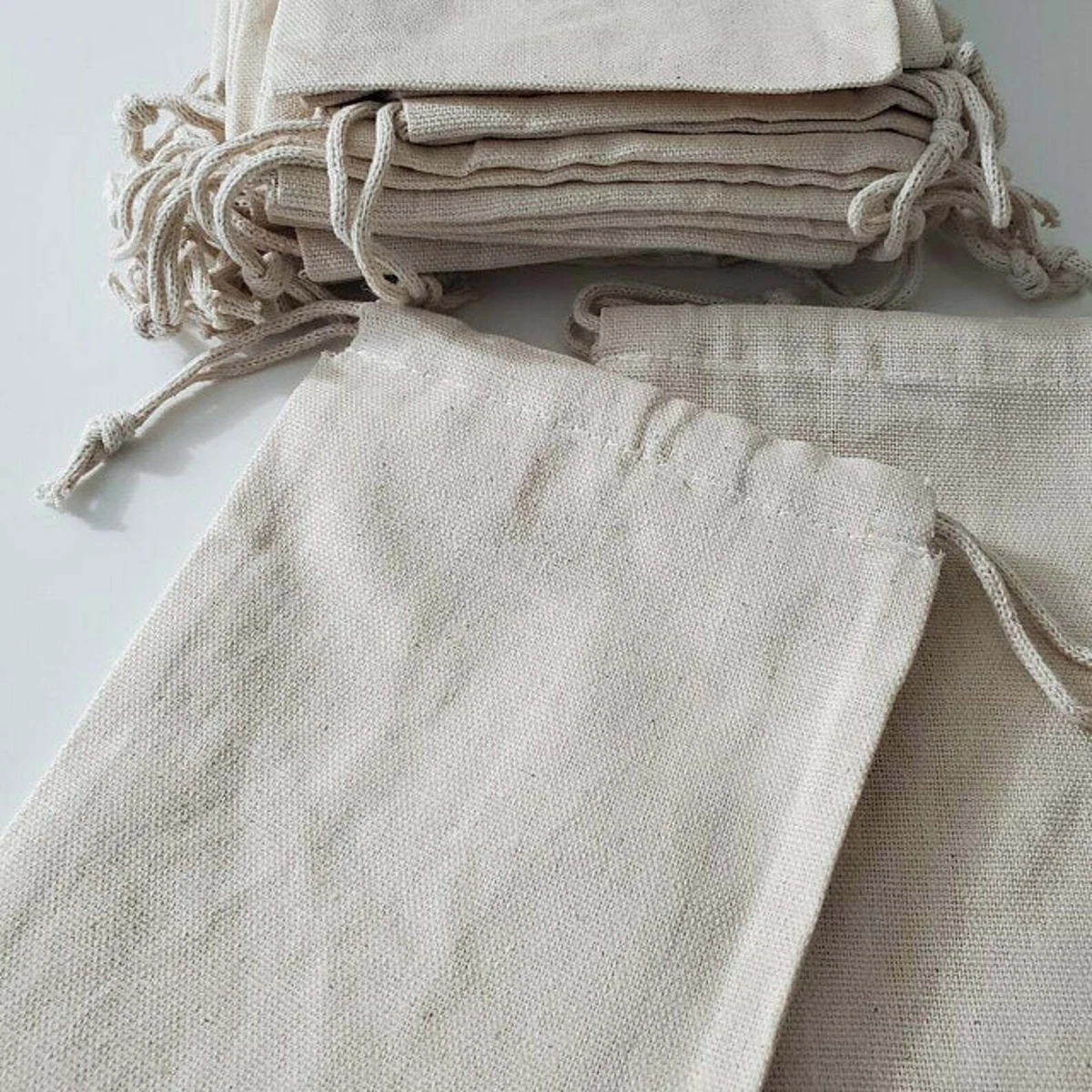 10 x 12 Inches 100% Cotton Single Drawstring Premium Quality Muslin Bags