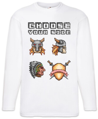 Choose Your Side Langarm T-Shirt Gamer Gaming Pixel Retro Arcade Geek Nerd