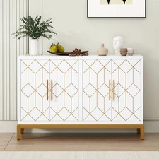 Storage Sideboard Cabinet with 4 Doors Modern Kitchen Buffet Cabinet White