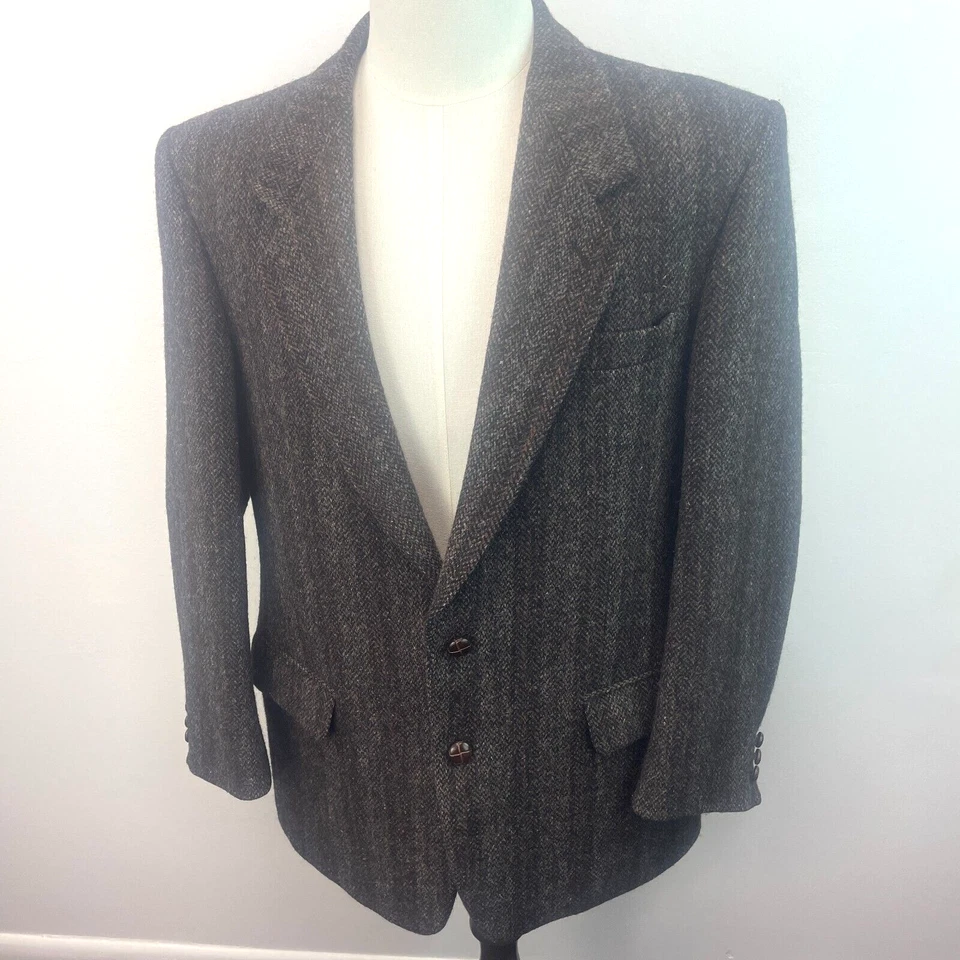 Vintage Harris Tweed Sport Coat 42R Jacket Wool Brown Multicolor 90s Moores Foto 2 de 4