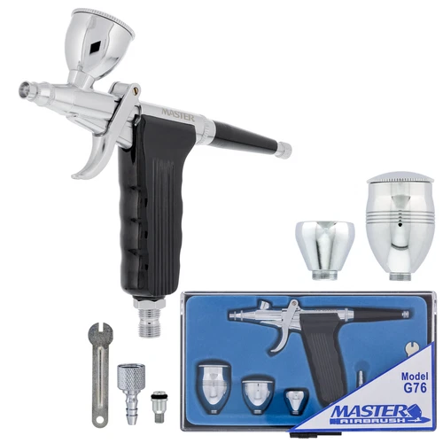 3 Cup 0.3mm Spray Gun Pistol Trigger Dual-Action AIRBRUSH SET KIT Hobby Cake