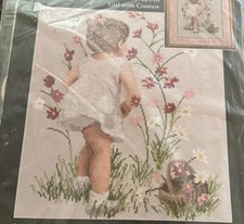 Janlynn Cross Stitch Kit GIRL WITH COSMOS 29-18 Size 12" x 16" SEALED