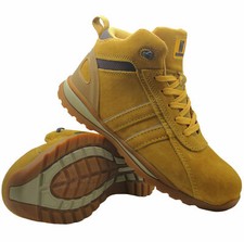 NEW MENS LEATHER SAFETY STEEL TOE CAP BOOTS WORK HIKING TRAINERS SHOES SZ 3-14