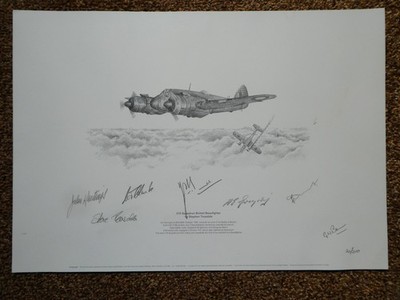 Bleistiftzeichnung 219 Squadron Bristol Beaufighter von Stephen Teasdale limitierte Auflage