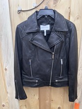 BCBG womens Medium M Black Leather Motorcycle...