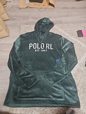 Polo Ralph Lauren Men's Green POLO Logo Velvet Pullover Lounge Hoodie XL