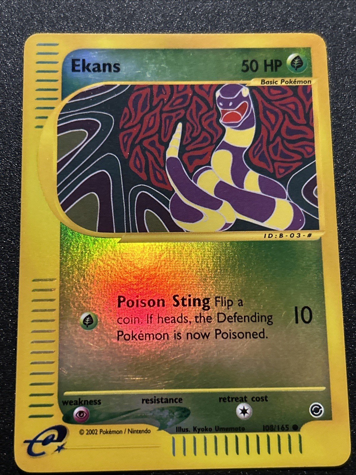 Ekans 108/165 Expedition Base Set Reverse Holo Rare Vintage Pokemon Card - NM