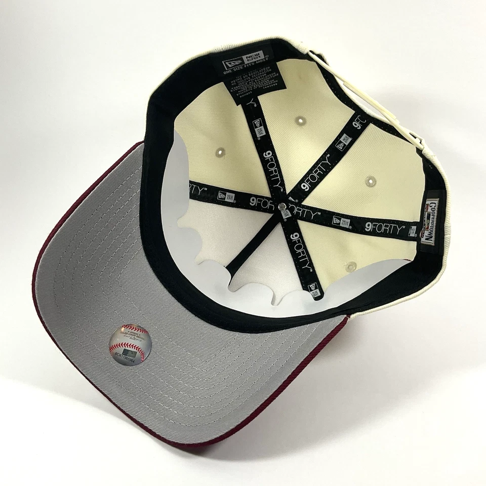 New Era Chicago Cubs Exclusive Cream Wine Red 9FORTY A-Frame Snapback Hat Cap - Image 4 of 4
