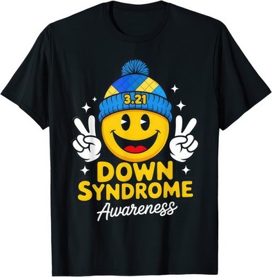 Down Syndrome Awareness 2025 Smile Face Support Inklusion Männer Frauen T-Shirt