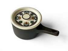Vintage FLAME CHEF floral stoneware ceramic sauce pan pot proof 1970's JAPAN